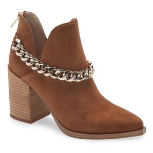 New Steve Madden Cedar Chestnut Suede Heel Ankle Booties Size 5.5M